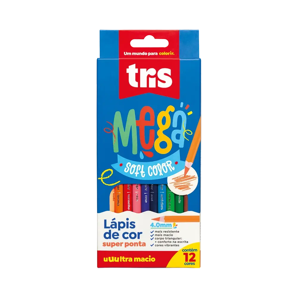 Lápis de Cor - Mega Soft Color - 4.0mm - 12 Cores - Tris - Imagem 1