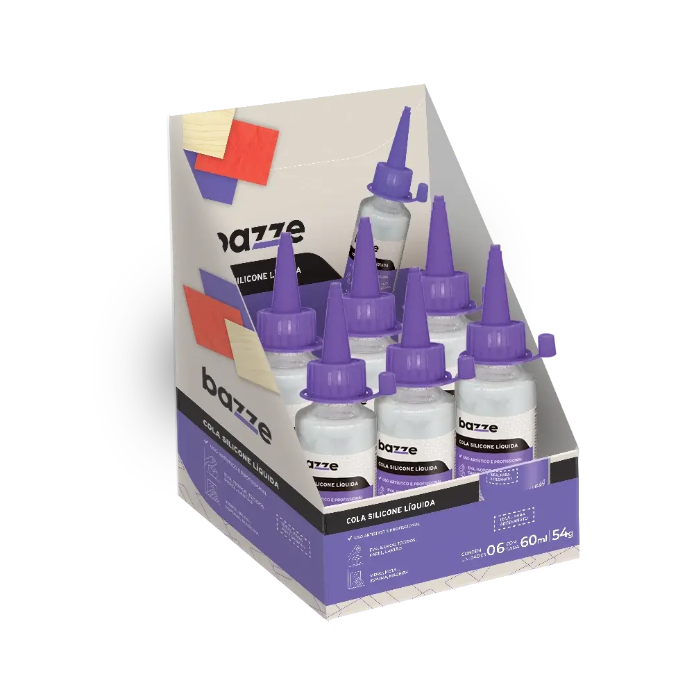Cola Silicone Líquida – 60ml – Display C/ 6 un – Bazze - Imagem 1