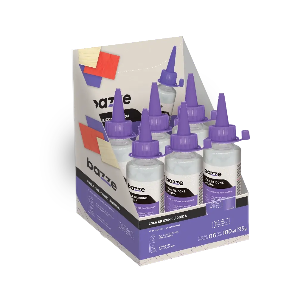 Cola Silicone Líquida - 100ml – Display C/ 6 un – Bazze - Imagem 1