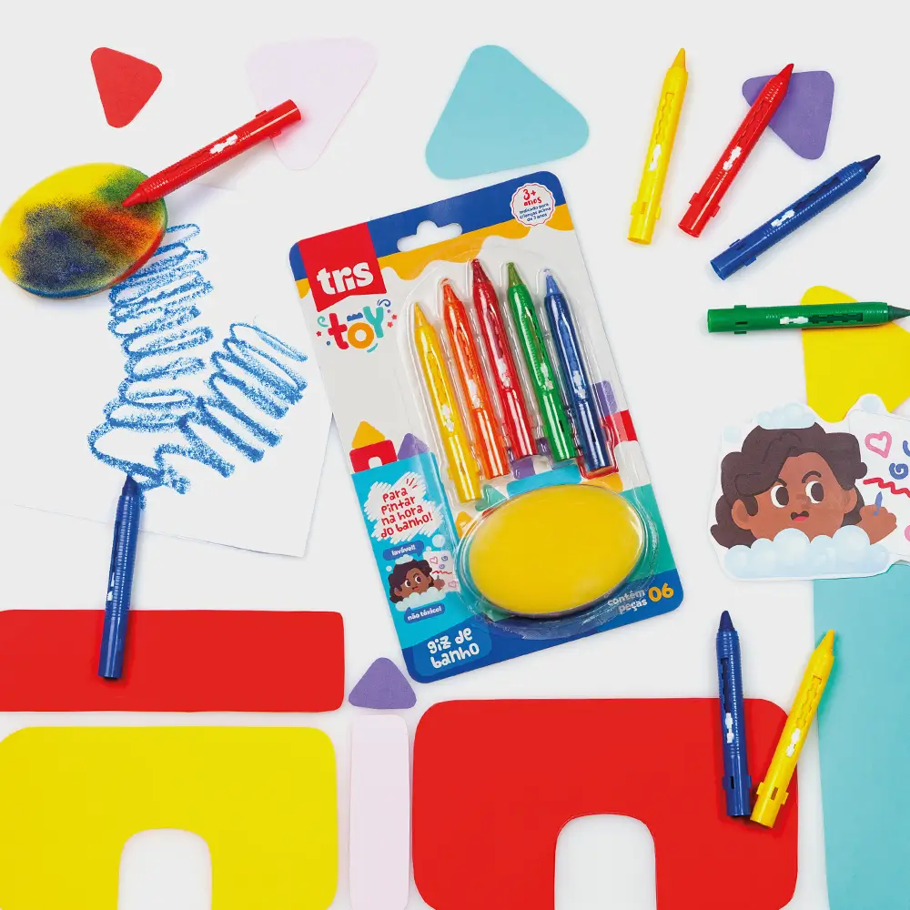 Giz de Banho Toy - 5 Cores + 1 Esponja - Tris - Imagem 4