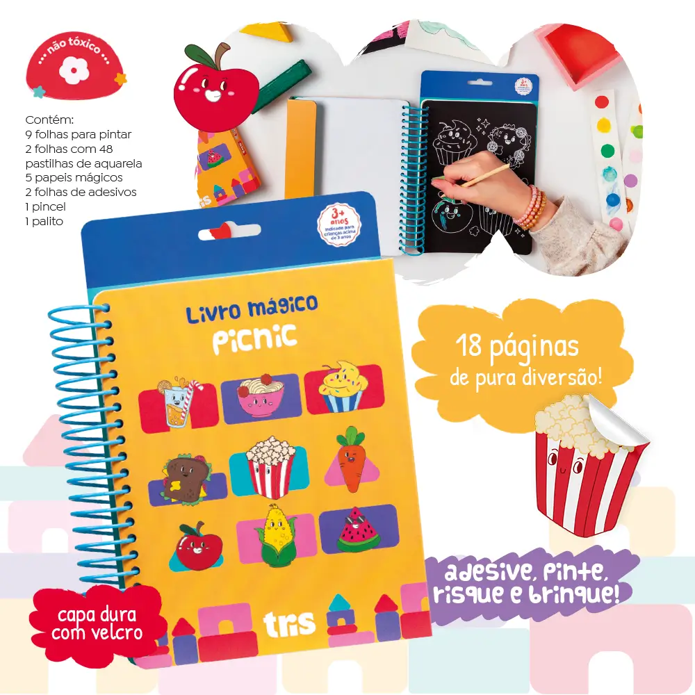 Livro Mágico de Atividades Pic Nic Toy - 18 Páginas + 1 Pincel + 1Palito - Tris - Imagem 3