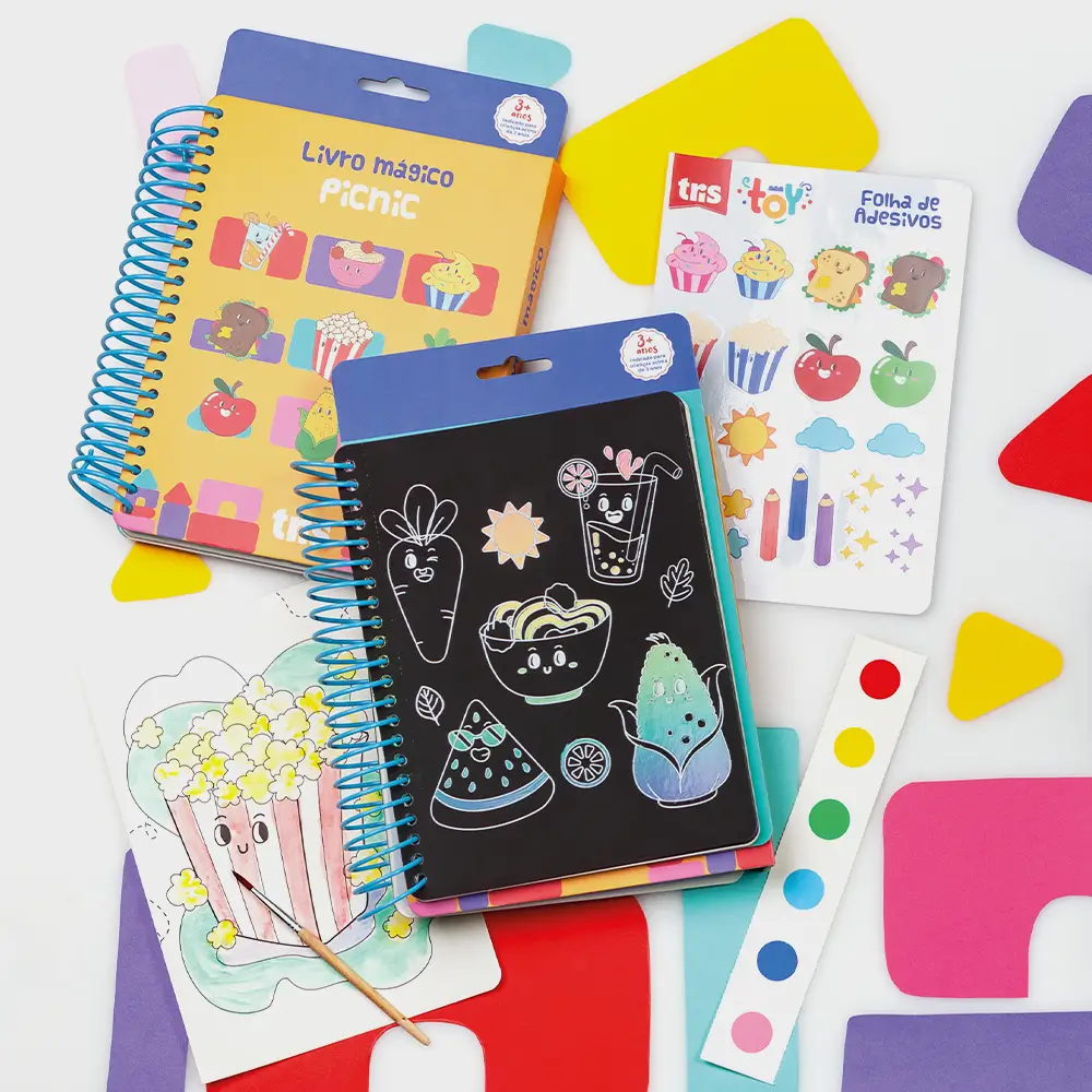 Livro Mágico de Atividades Pic Nic Toy - 18 Páginas + 1 Pincel + 1Palito - Tris - Imagem 6