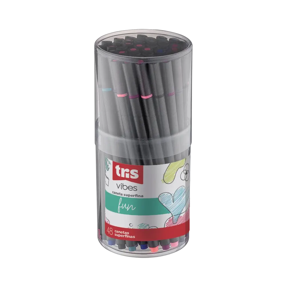 Caneta Superfina Fun Vibes - Cores Sortidas - Pote C/48 un - Tris - Imagem 1