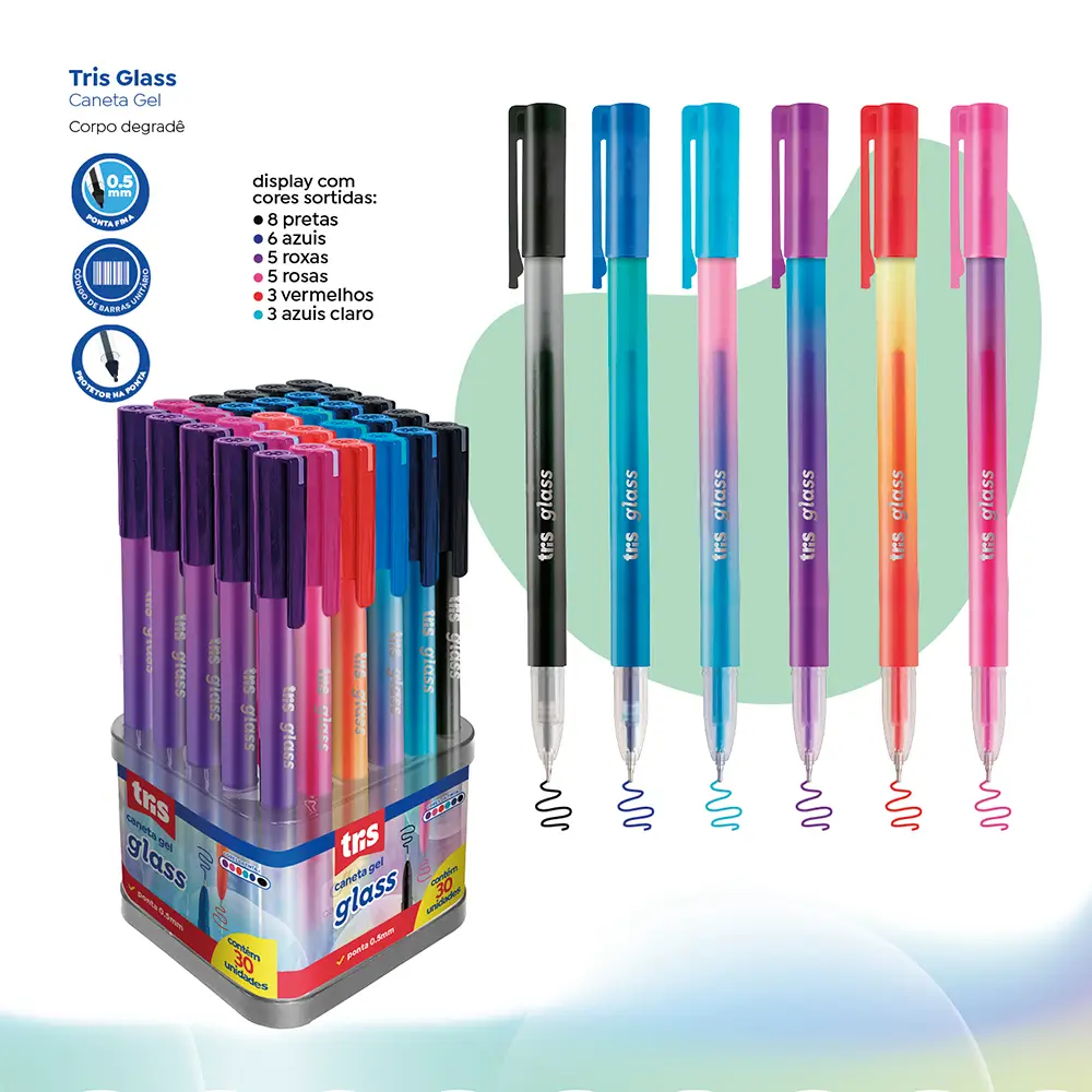 Caneta Gel Glass - 0.5mm - Display 30 un - Tris - Imagem 3