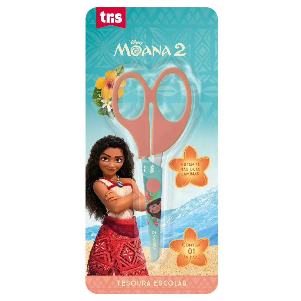 Tesoura Escolar - Lâmina Decorada - 13cm - Cartela C/1 un - Moana - Imagem 1