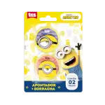 Kit Apontador com Depósito + Borracha - Cartela C/2 peças - Minions - Thumbnail 1
