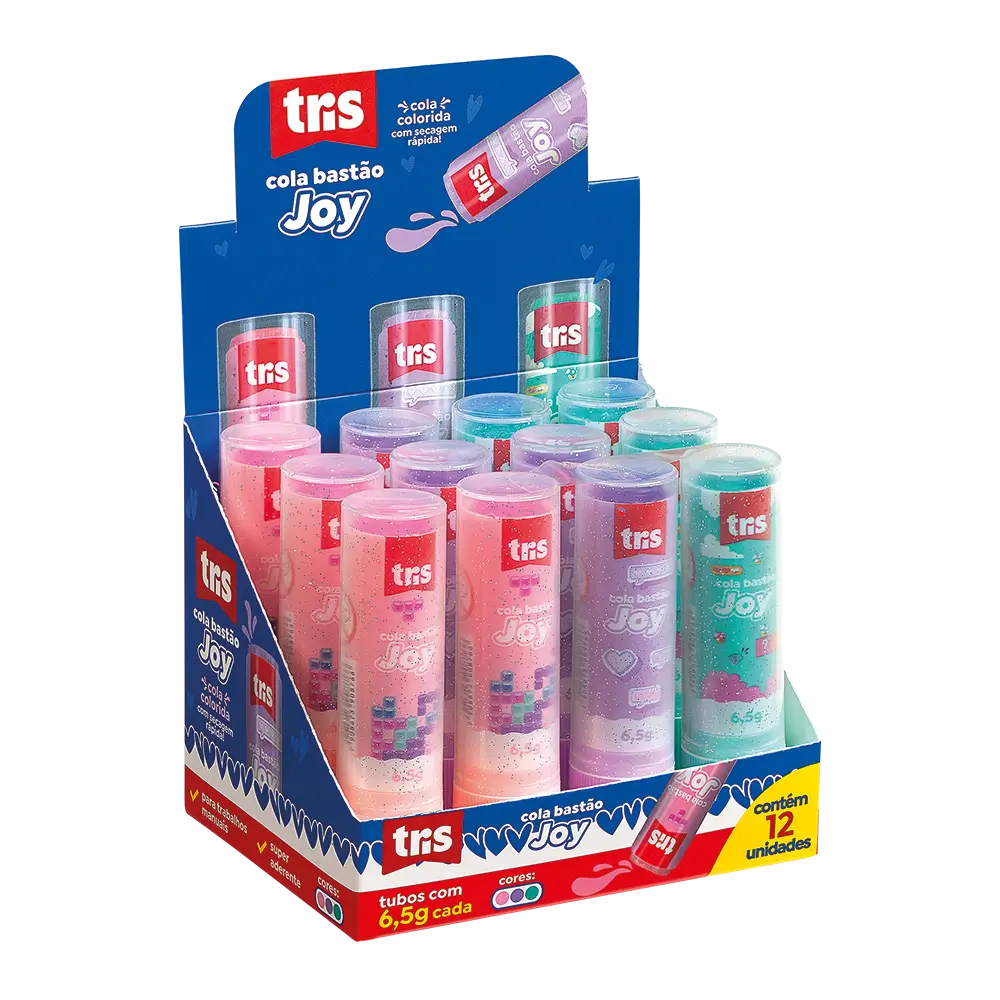 Cola Bastão Joy - Tubo 6,5g - Display C/ 12 un - Tris - Imagem 1