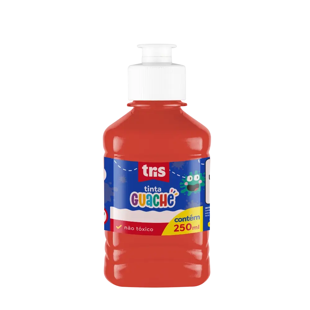 Tinta Guache em Pote - 250ml - Vermelha - Tris - Imagem 1