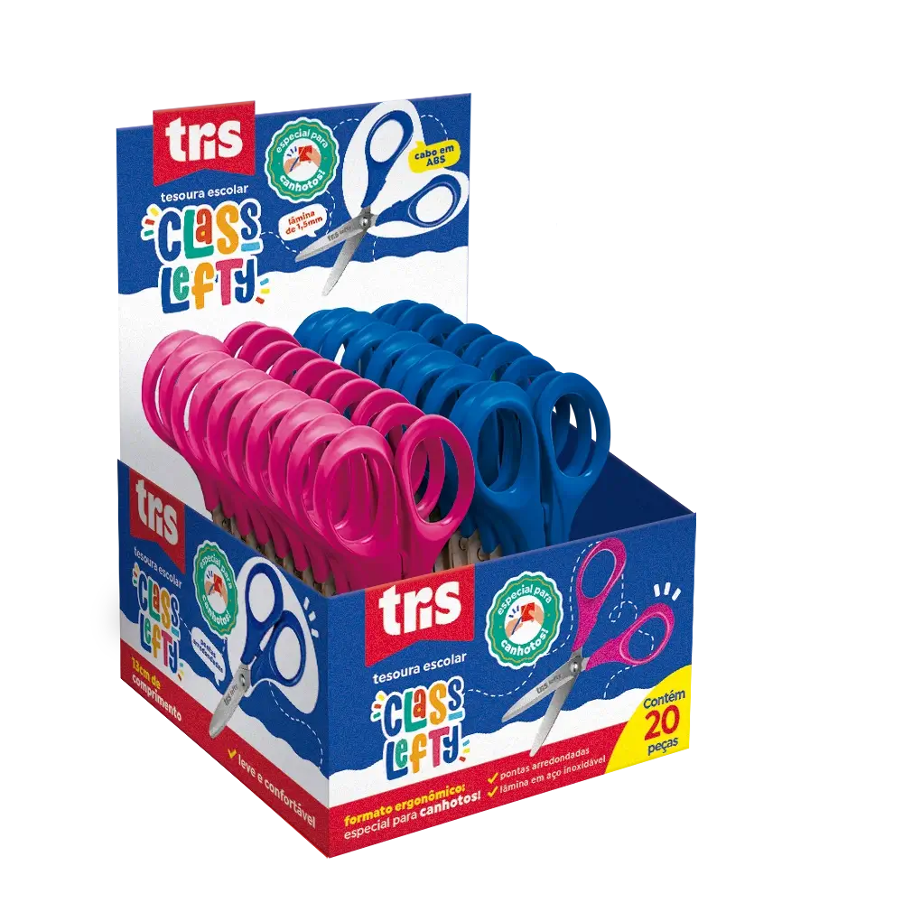 Tesoura Escolar Class - 13cm - Lefty - Display C/20 un - Tris - Imagem 1