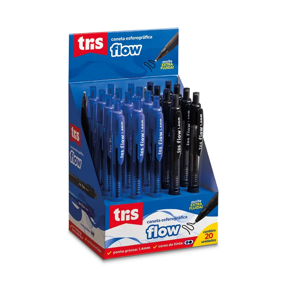 Caneta Esferográfica Flow - 1.4mm - Display C/20 un - Tris - Imagem 1
