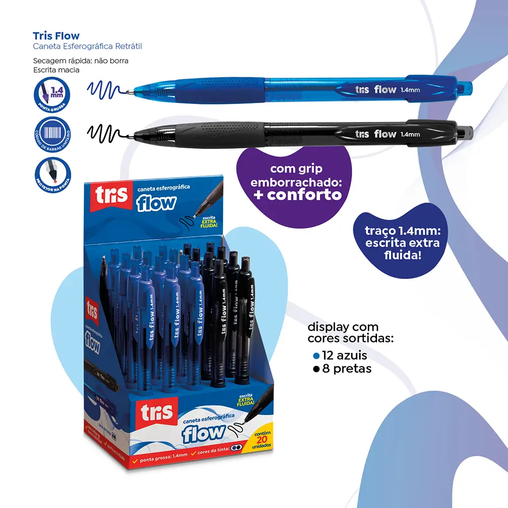 Caneta Esferográfica Flow - 1.4mm - Display C/20 un - Tris - Imagem 3