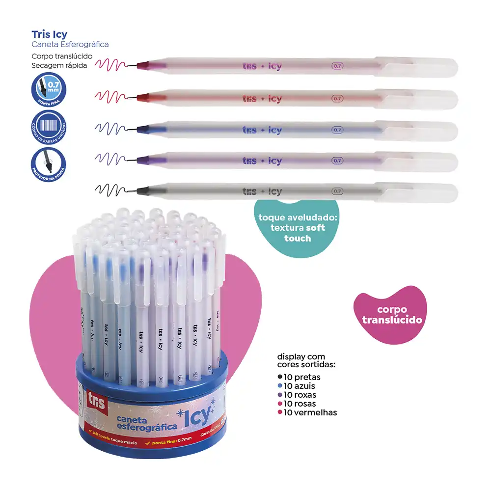 Caneta Esferográfica Icy - 0.7mm - Display C/ 50 un - Tris - Imagem 3
