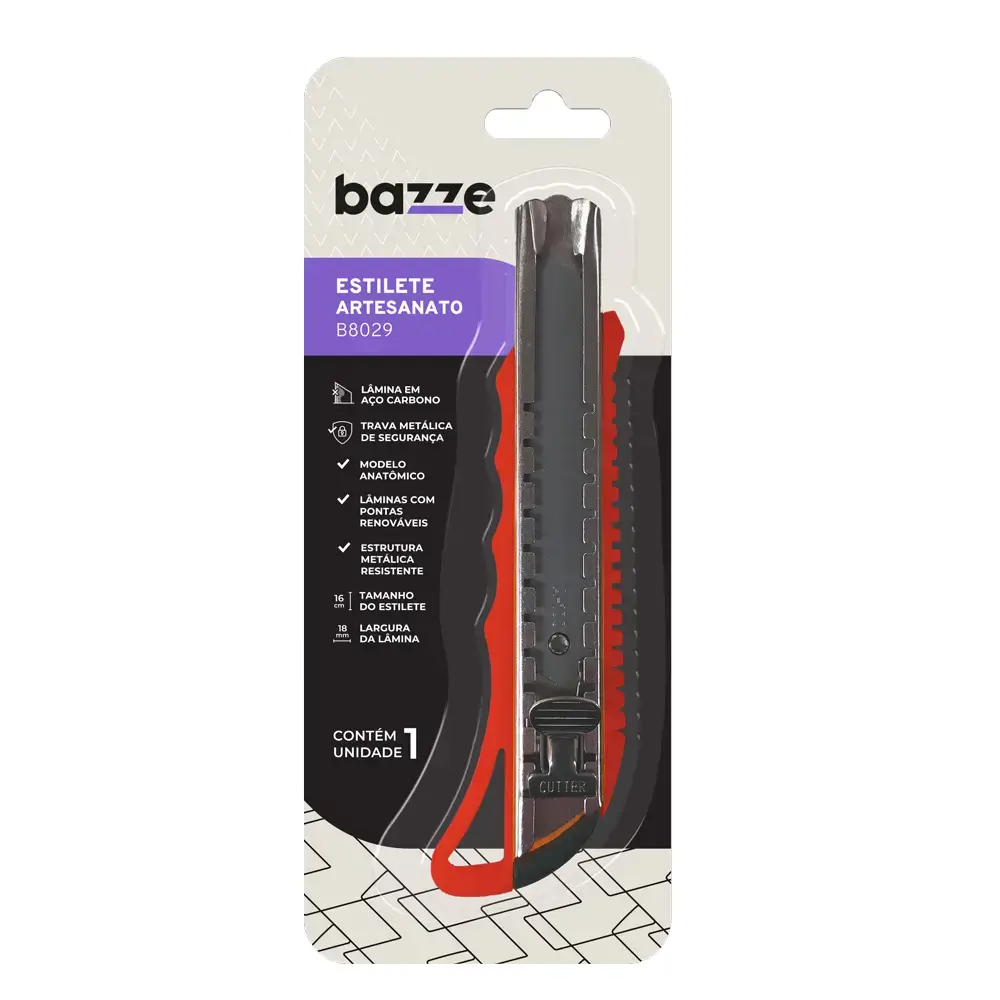 Estilete Artesanato B8029 - Lâmina Larga - Cartela C/1 un - Bazze - Imagem 2