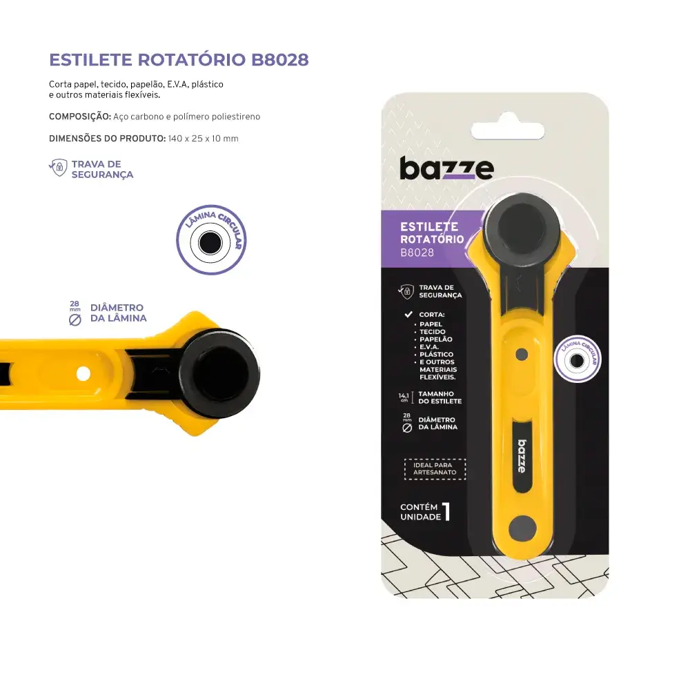 Estilete Rotatório B8028 - Cartela C/1 un - Bazze - Imagem 3
