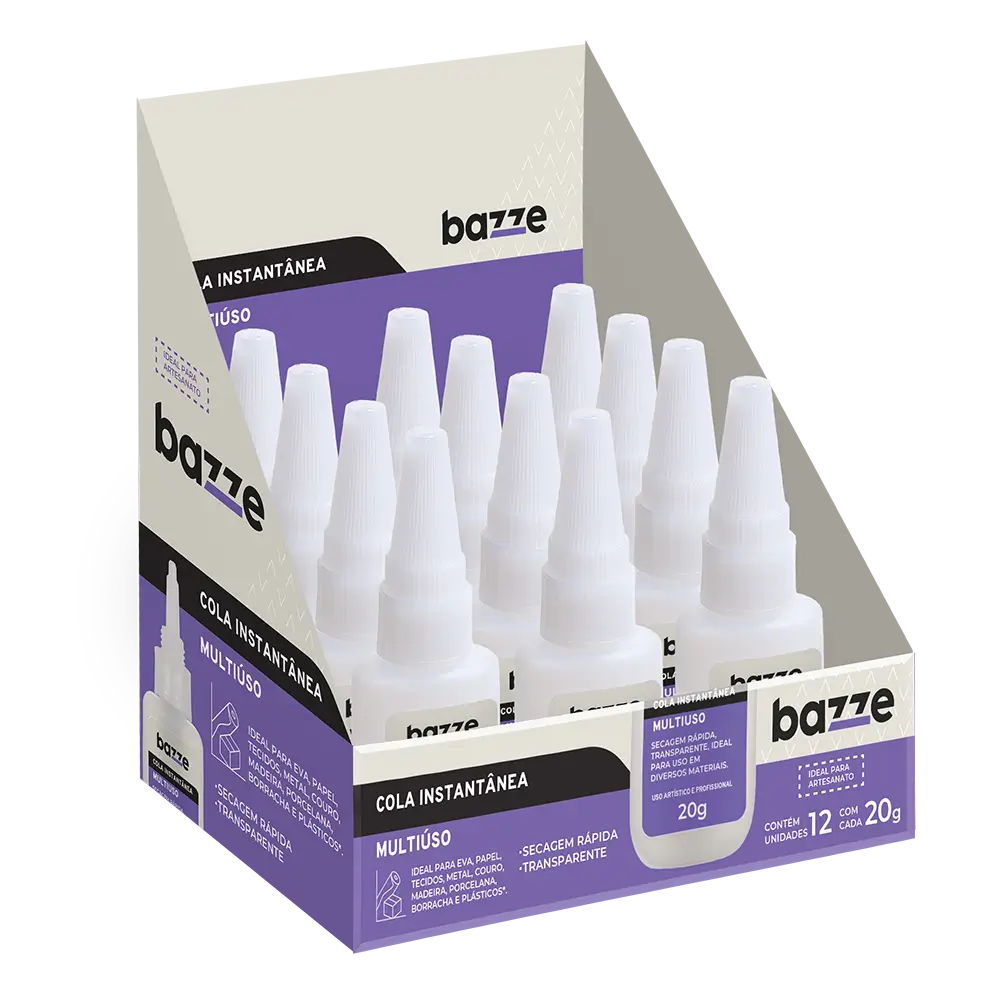 Cola Instantânea 20g - Multiuso - Display C/ 12 un – Bazze - Imagem 1