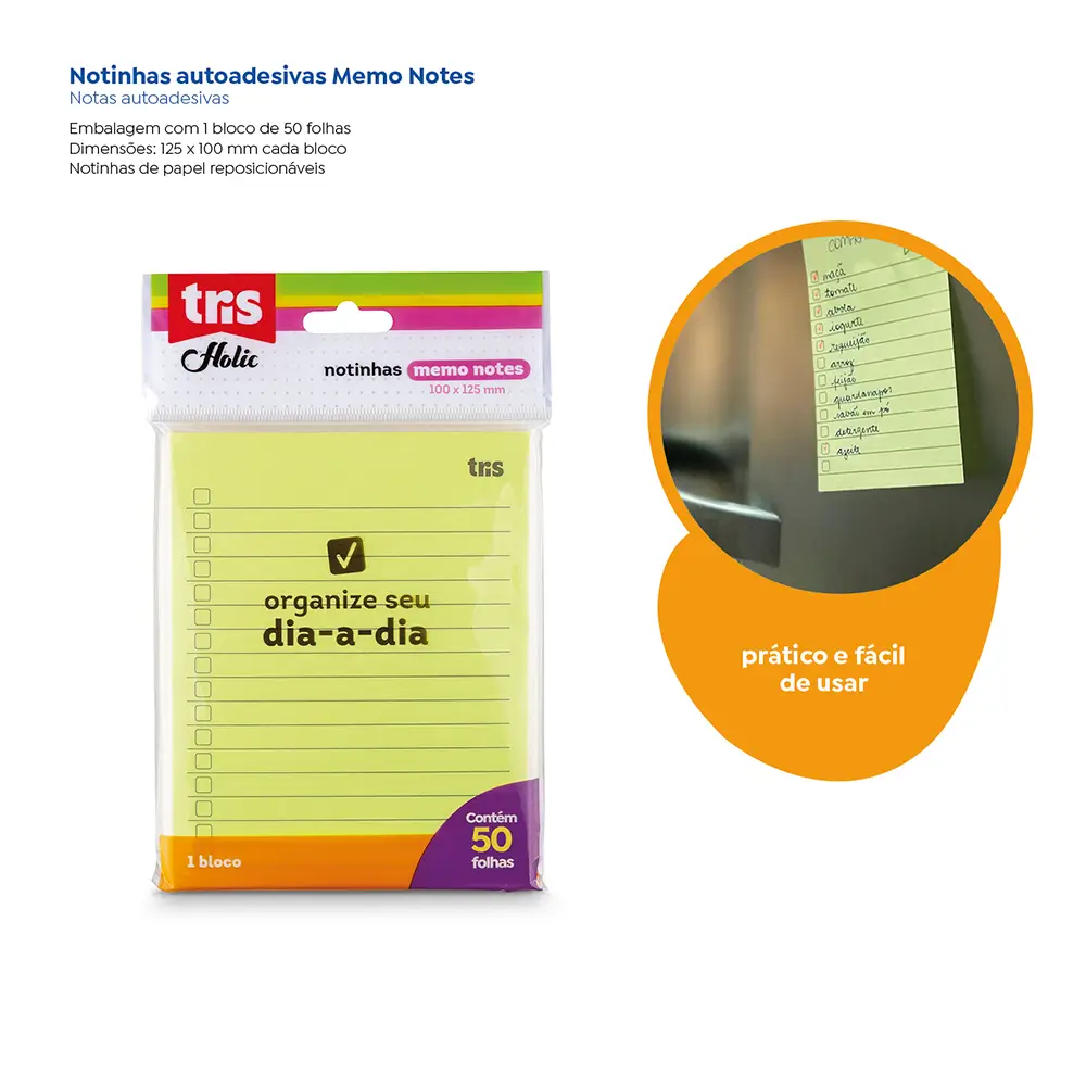 Nota Autoadesiva Holic Pop Memo Note - Poly C/1 Bloco X 50 Fls - Tris - Imagem 2