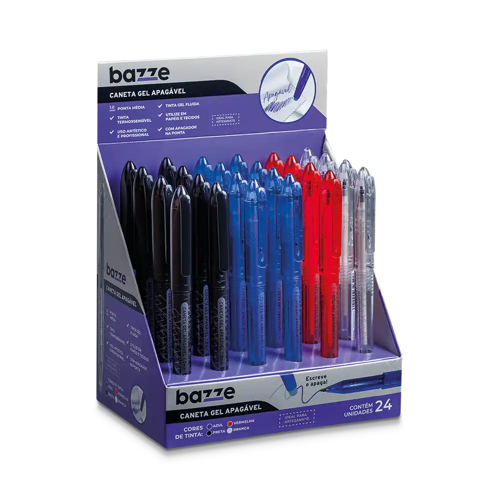 Caneta Gel Apagável - 1.0mm - Display C/ 24 un - Bazze - Imagem 1