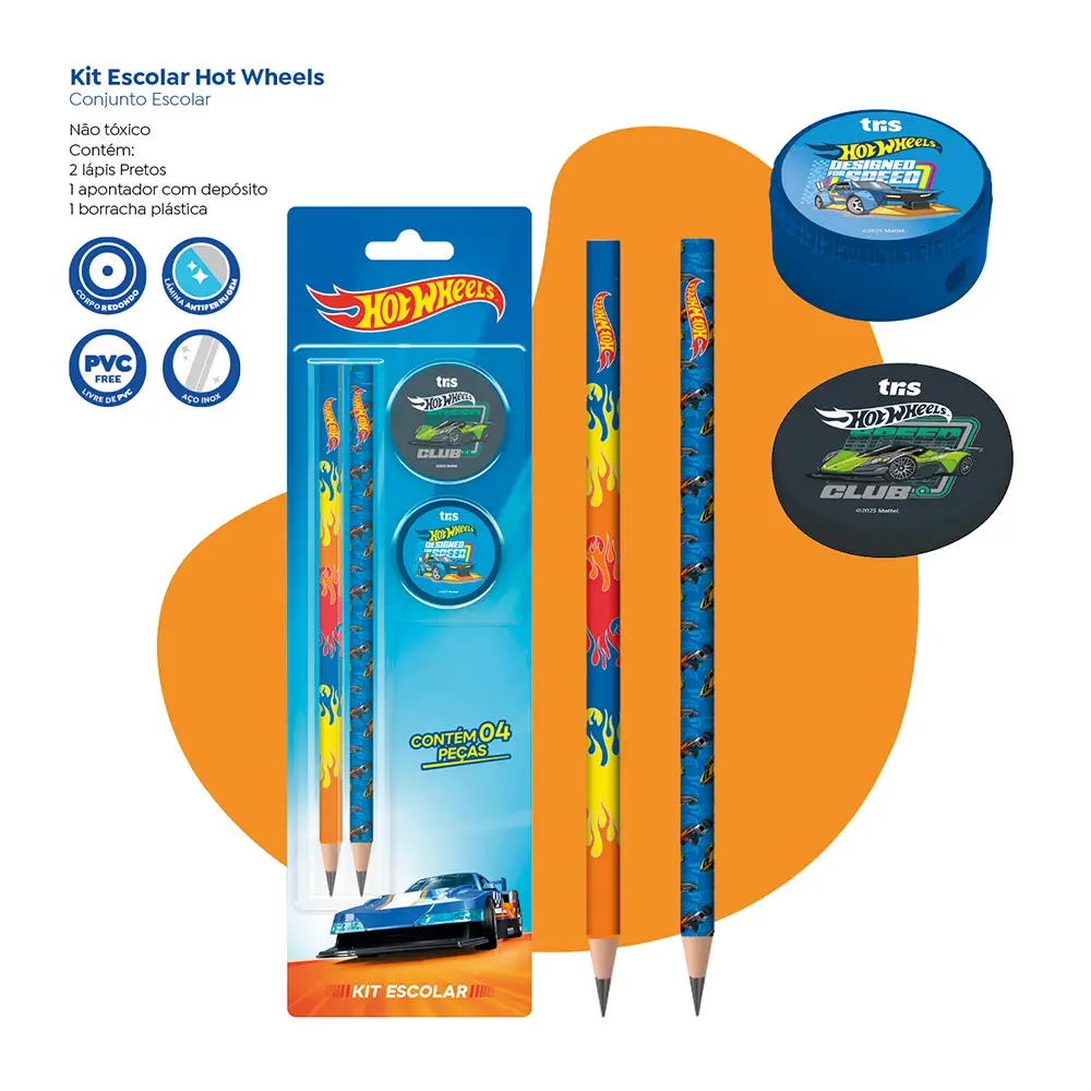 Kit Escolar - Cartela C/4 peças - Hot Wheels - Imagem 4