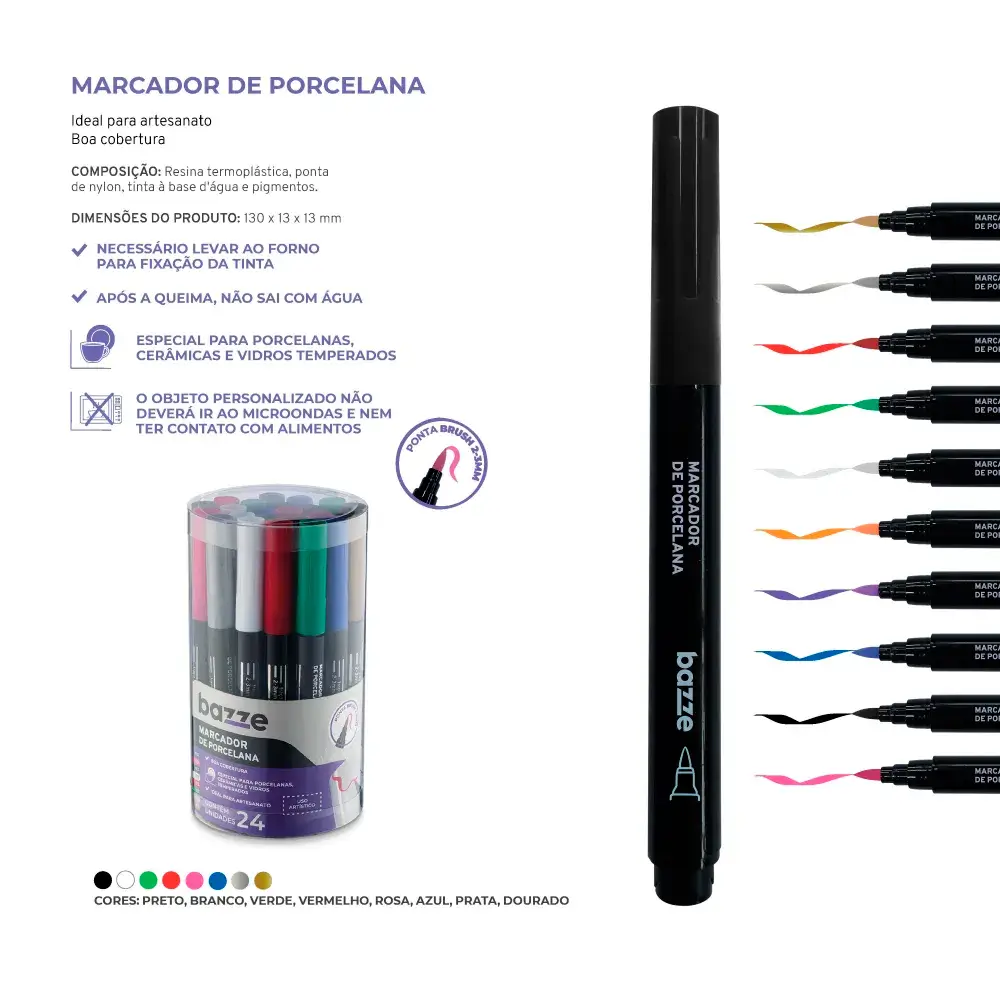 Marcador de Porcelana - Pote C/24 un - Bazze - Imagem 4