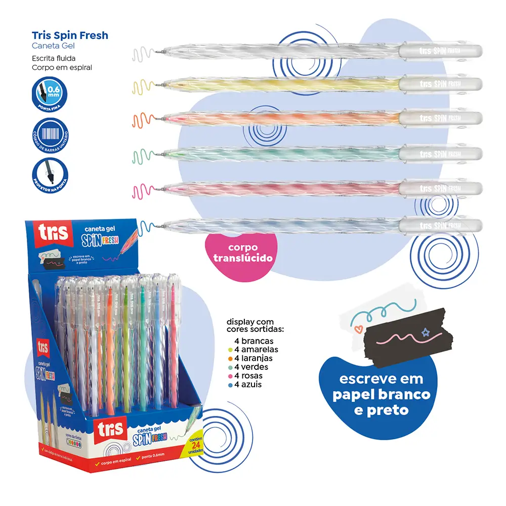 Caneta Gel Spin Fresh - 0.6mm - Display C/ 24 un - Tris - Imagem 3