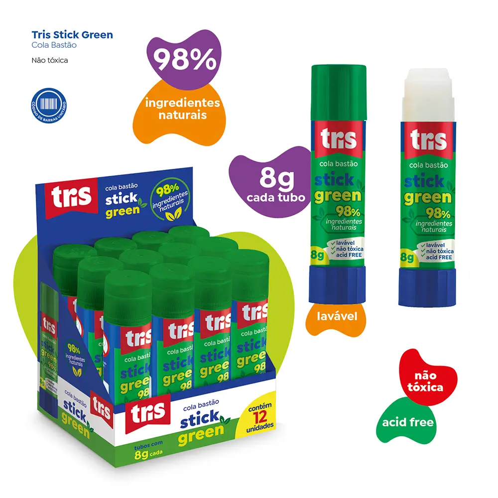 Cola Bastão Stick Green - 8g - Display C/ 12un – Tris - Imagem 4
