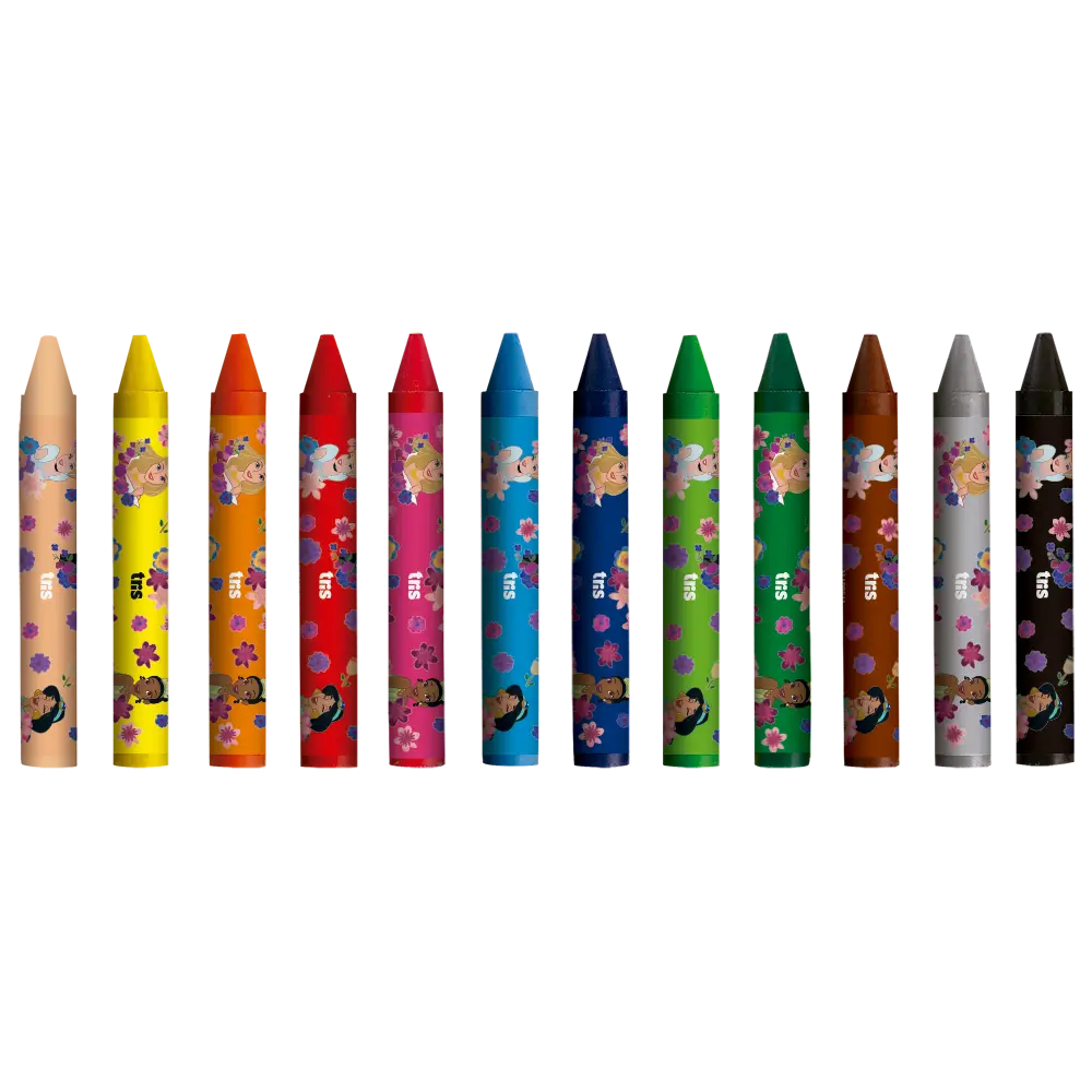 Giz de Cera Tamanho Jumbo - 12 Cores - Princesas - Imagem 2