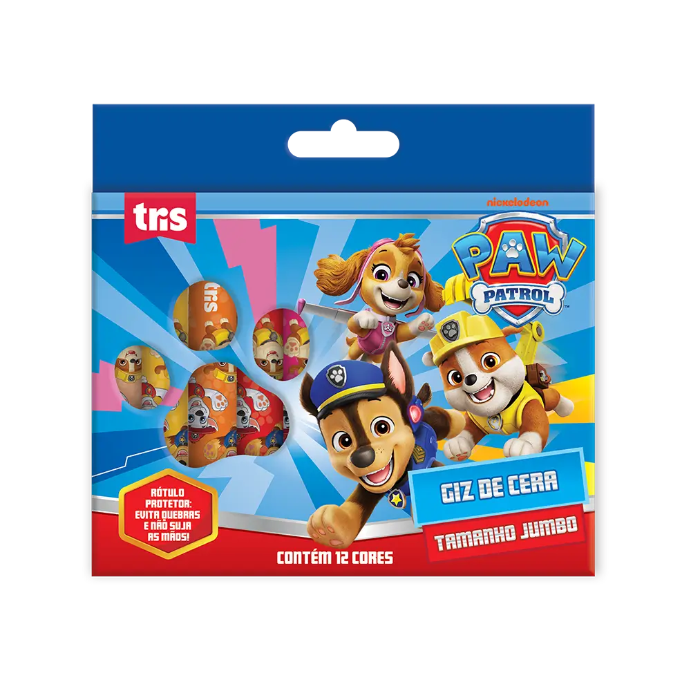 Giz de Cera Tamanho Jumbo - 12 Cores - Patrulha Canina - Imagem 1