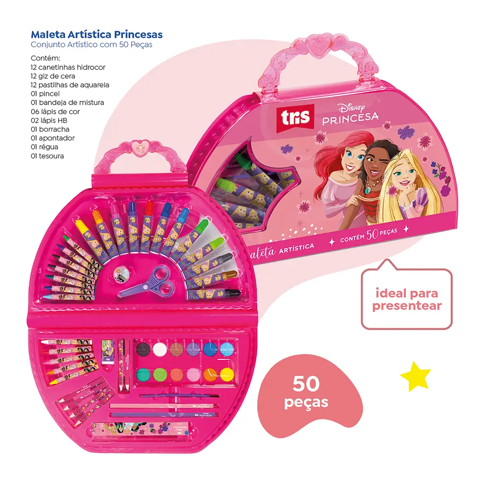 Kit Maleta Artistica - 50 peças - Princesas - Imagem 3