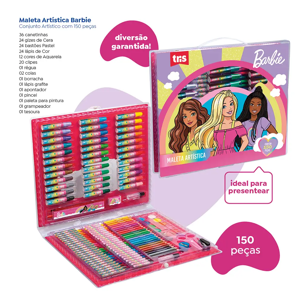 Kit Maleta Artistica - 150 peças - Barbie - Imagem 3