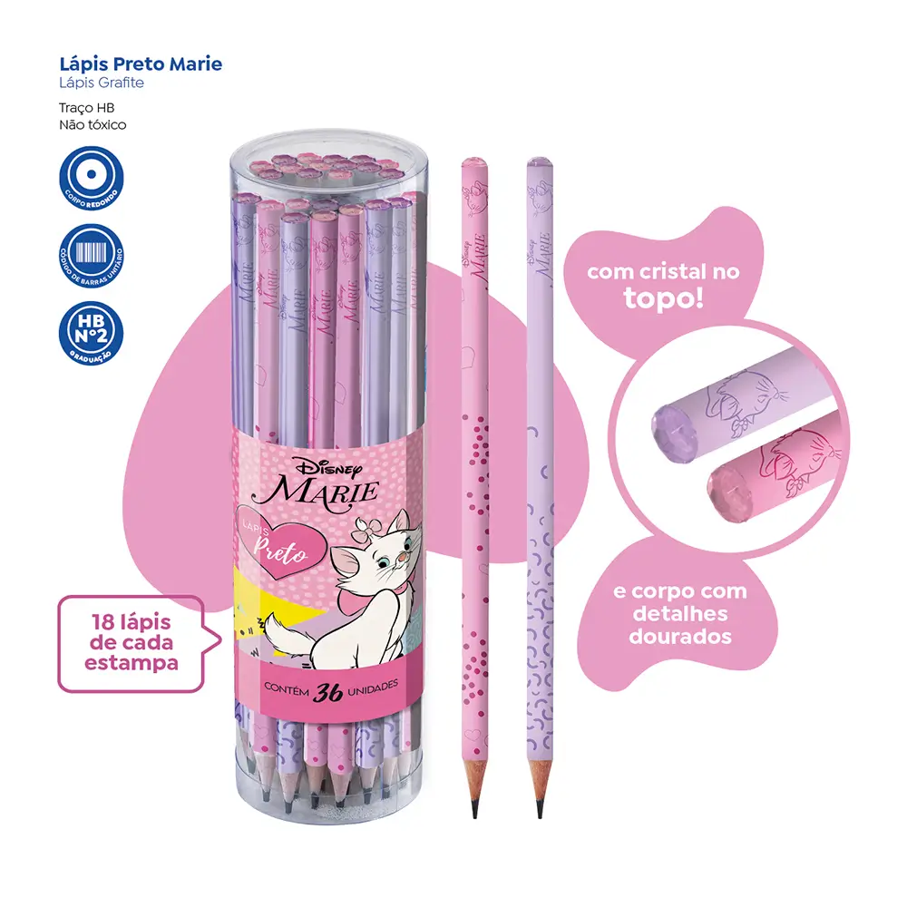 Lápis Preto Cristal - HB - Pote C/36 un - Marie - Imagem 4