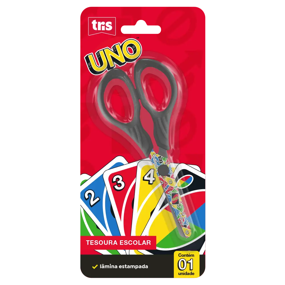 Tesoura Escolar - Lâmina Decorada - 13cm - Cartela C/1 un - Uno - Imagem 1