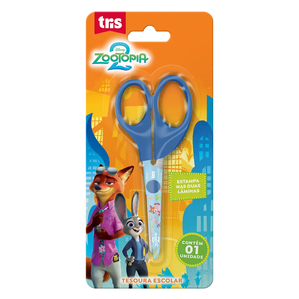 Tesoura Escolar - Lâmina Decorada - 13cm - Cartela C/1 un - Zootopia - Imagem 1