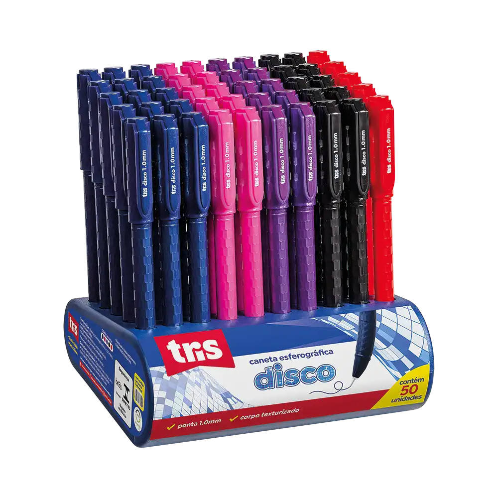 Caneta Esferográfica Disco - 1.0mm - Display C/ 50 un - Tris - Imagem 1