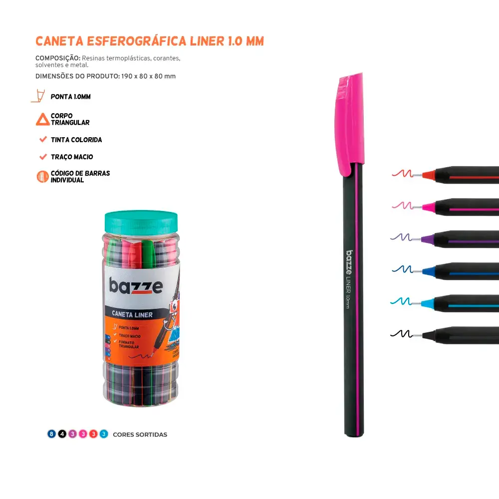 Caneta Esferográfica Liner - 1.0mm - Pote C/ 24 un - Bazze - Imagem 4