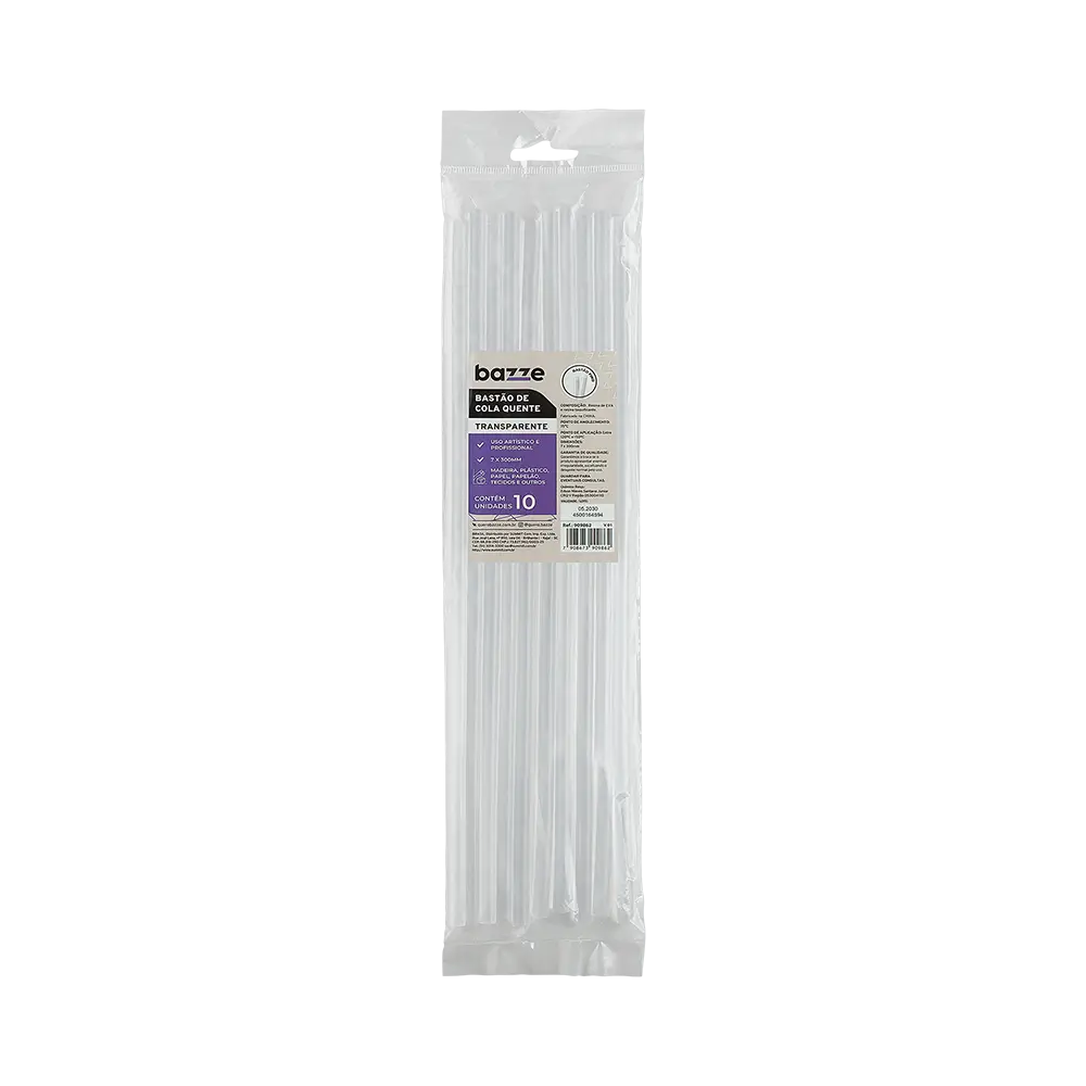 Bastão de Cola Quente Fina - Silicone Transparente - Pacote C/ 10 un -Bazze - Imagem 1