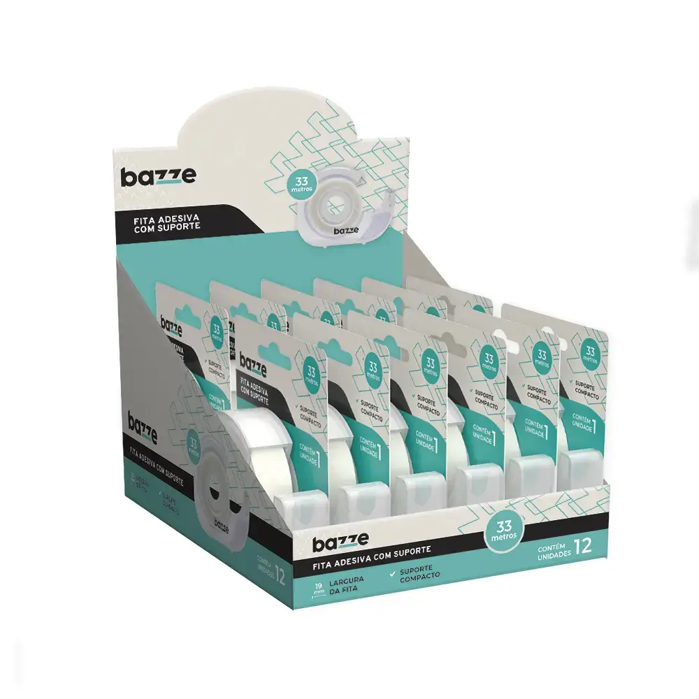 Fita Adesiva Com Suporte B3001 - 18mm X 33m - Cartela C/ 1 un - Bazze - Imagem 1