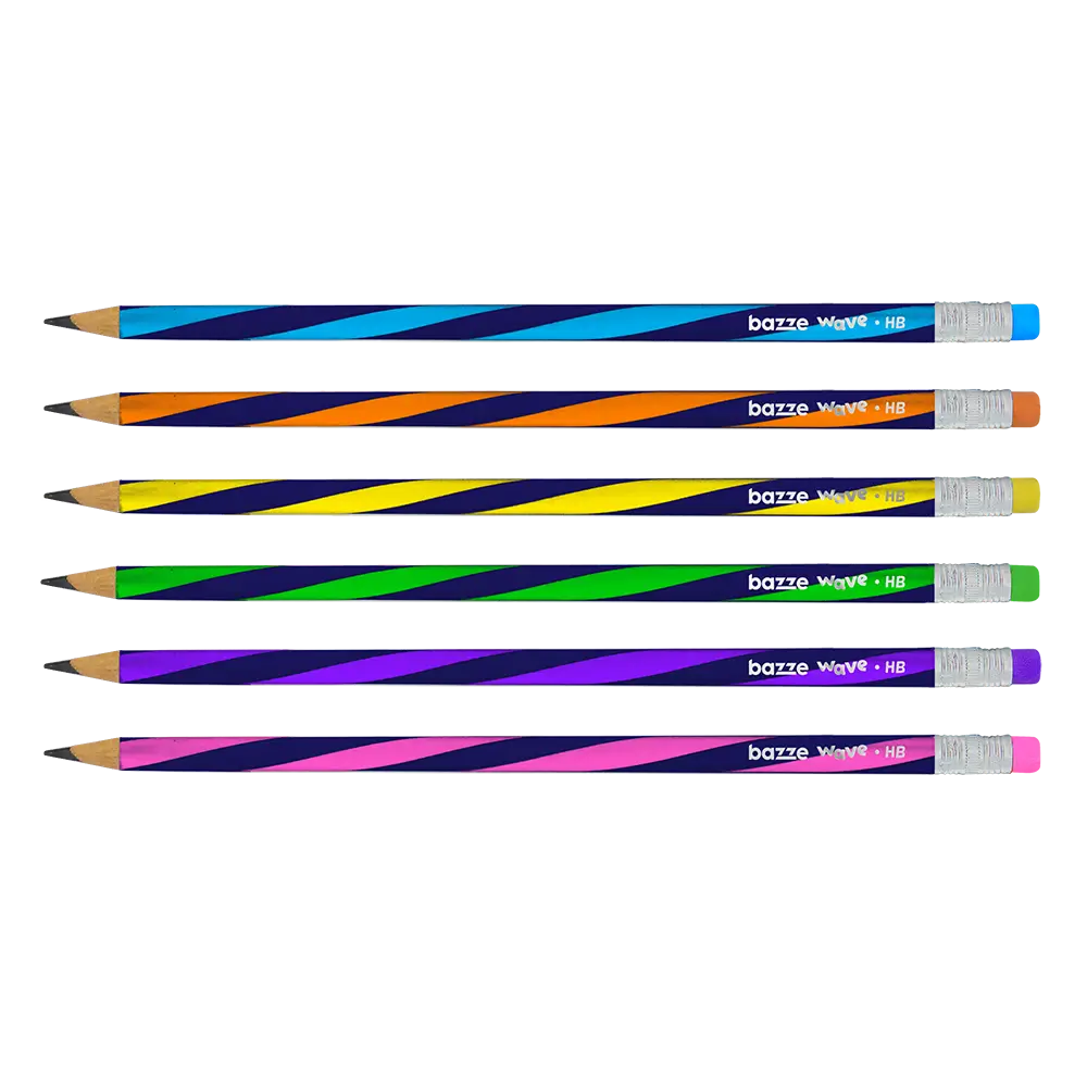 Lápis Grafite com Borracha Wave Fun Neon - HB - Pote 72 un - Bazze - Imagem 2
