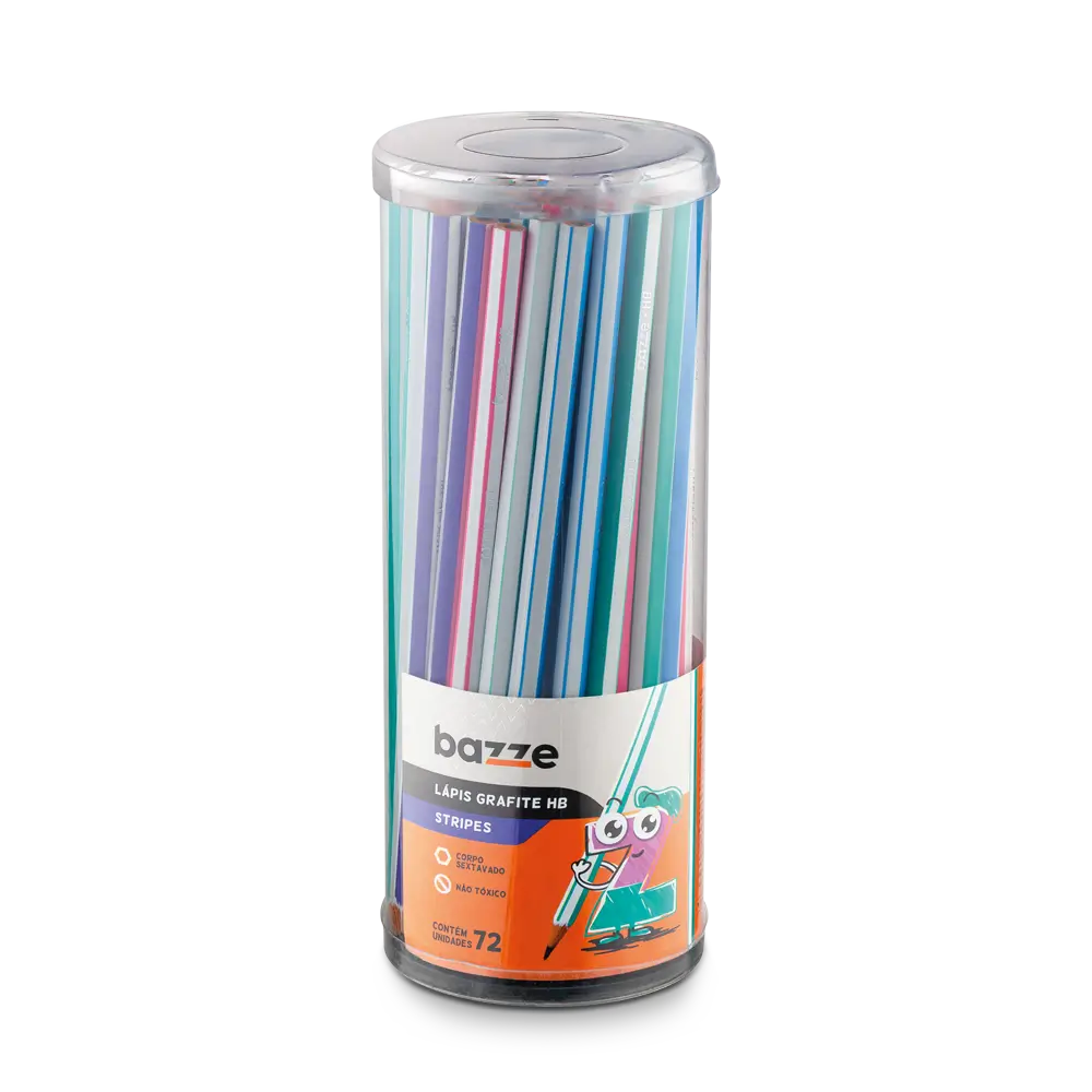 Lápis Grafite Stripes - HB - Pote 72 um - Bazze - Imagem 1
