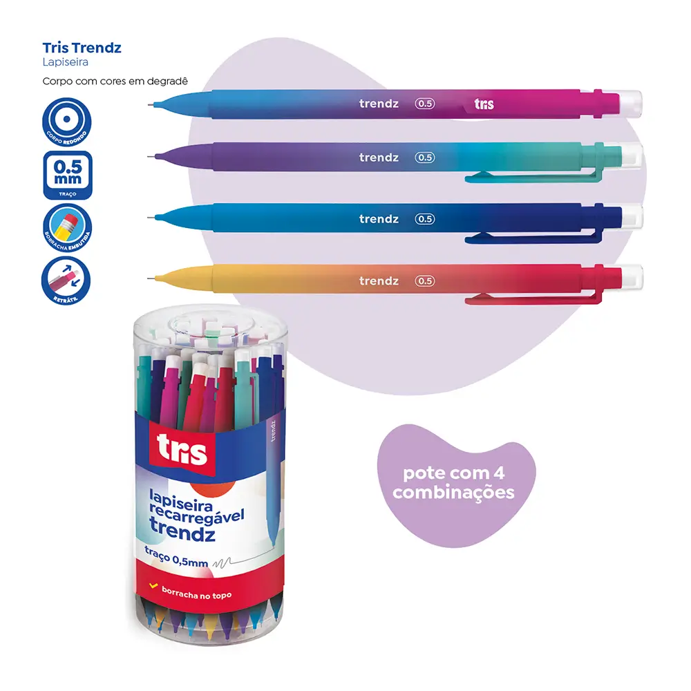 Lapiseira Trendz - 0.5mm - Pote C/ 24 um - Tris - Imagem 3