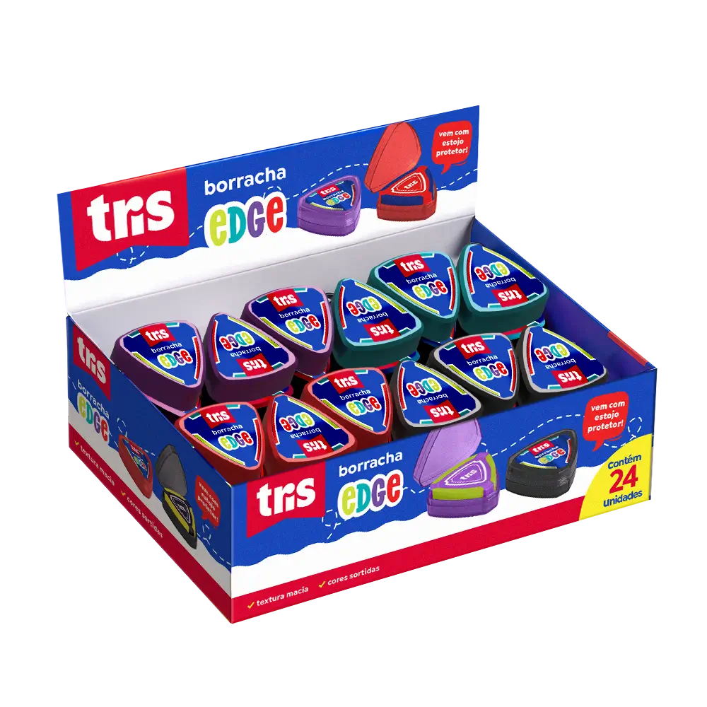 Borracha Edge - Com Estojo - Display C/ 24 un - Tris - Imagem 1