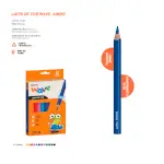 Lápis de Cor Wave Tamanho Jumbo - Triangular - 15CM - 12 Cores - Bazze - Thumbnail 3