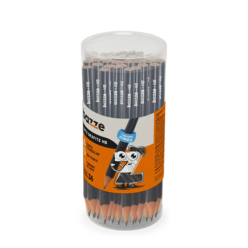Lápis Grafite Tamanho Jumbo Triangular 15CM - HB - Pote 36 un - Bazze - Imagem 1