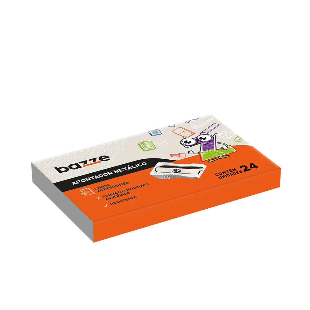 Apontador de Metal - Lâmina Antiferrugem - Caixa C/ 24 un - Bazze - Imagem 1