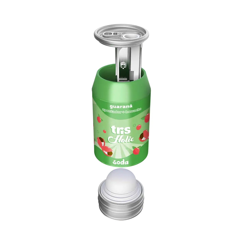 Apontador Com Depósito + Borracha Soda Holic Lanchinhos - Cores Sortidas- Display C/16 un - Tris - Imagem 3
