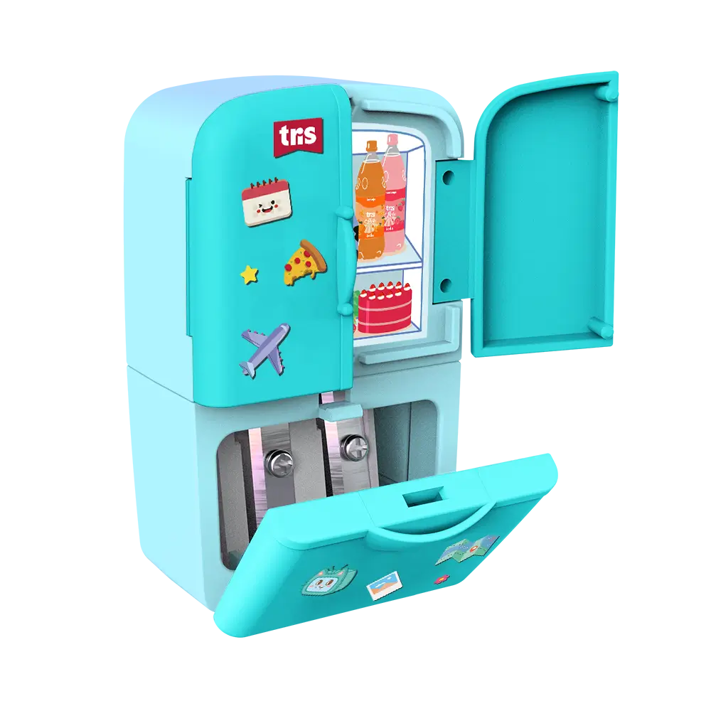 Apontador Duplo com Depósito + Borracha Frost - Cores Sortidas - DisplayC/16 un - Tris - Imagem 3