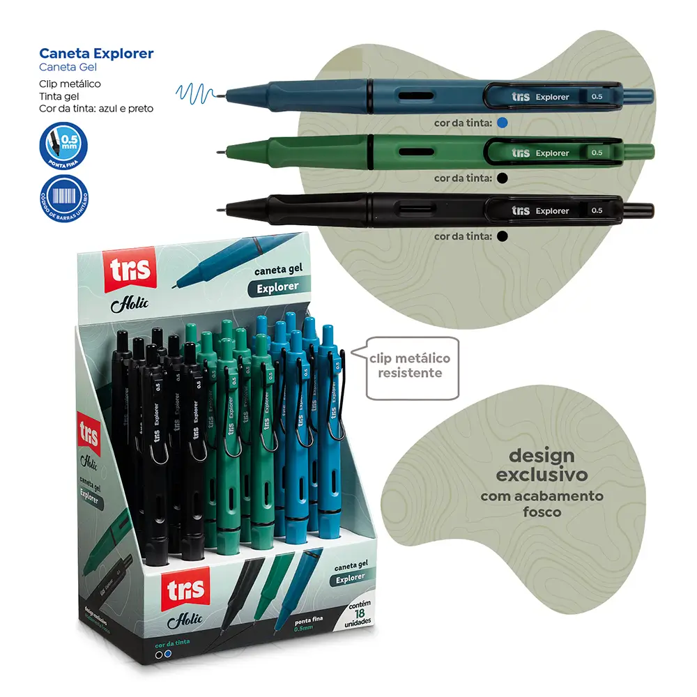 Caneta Gel Explorer Holic Fancy - Cores Sortidas - 0.5mm - Display C/ 18un - Tris - Imagem 3