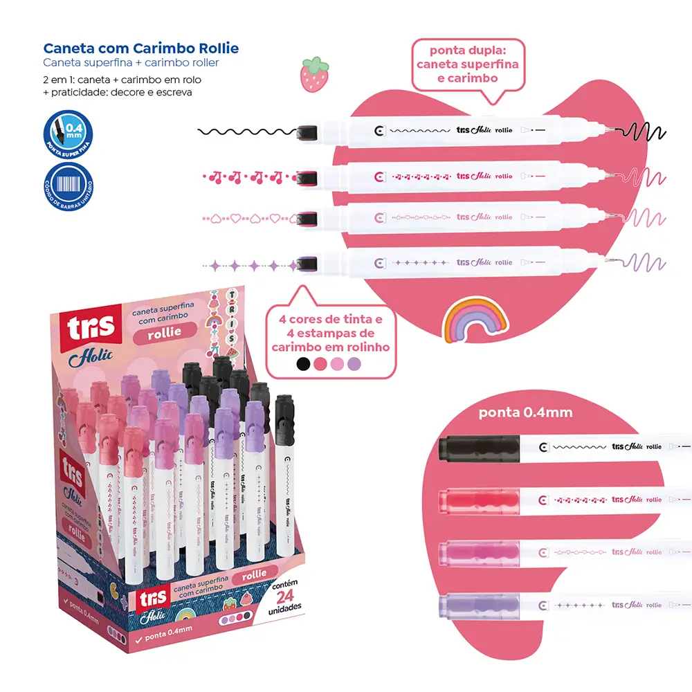 Caneta Superfina com Carimbo Rollie Holic Charm - 0.4mm - Display C/ 24un - Tris - Imagem 4
