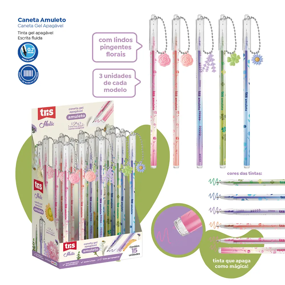 Caneta Gel Apagável Amuleto Holic Delicata - Cores Sortidas - 0.7mm -Display C/ 15 un - Tris - Imagem 4
