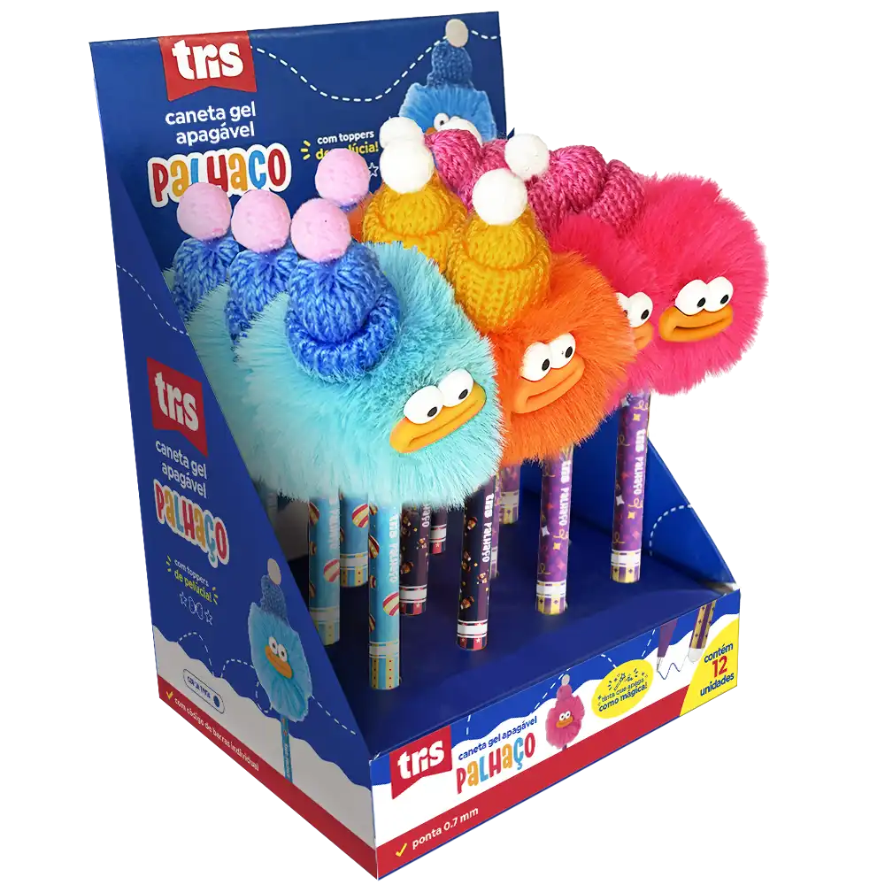 Caneta Gel Apagável Palhaço - 0.7mm - Display C/ 12 un - Tris - Imagem 1