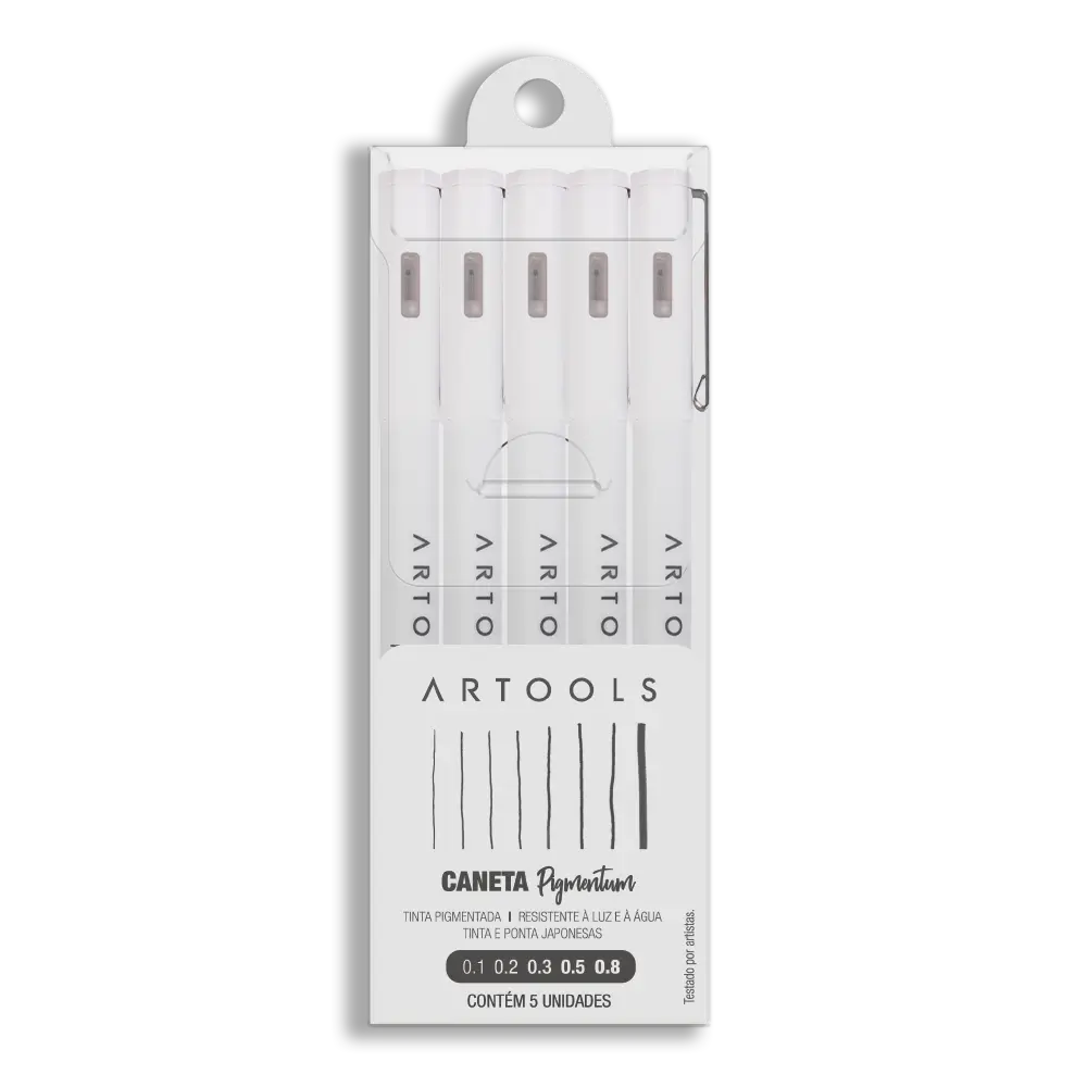 Caneta Pigmentum – Preto - Estojo C/5 Traços - Artools - Imagem 1